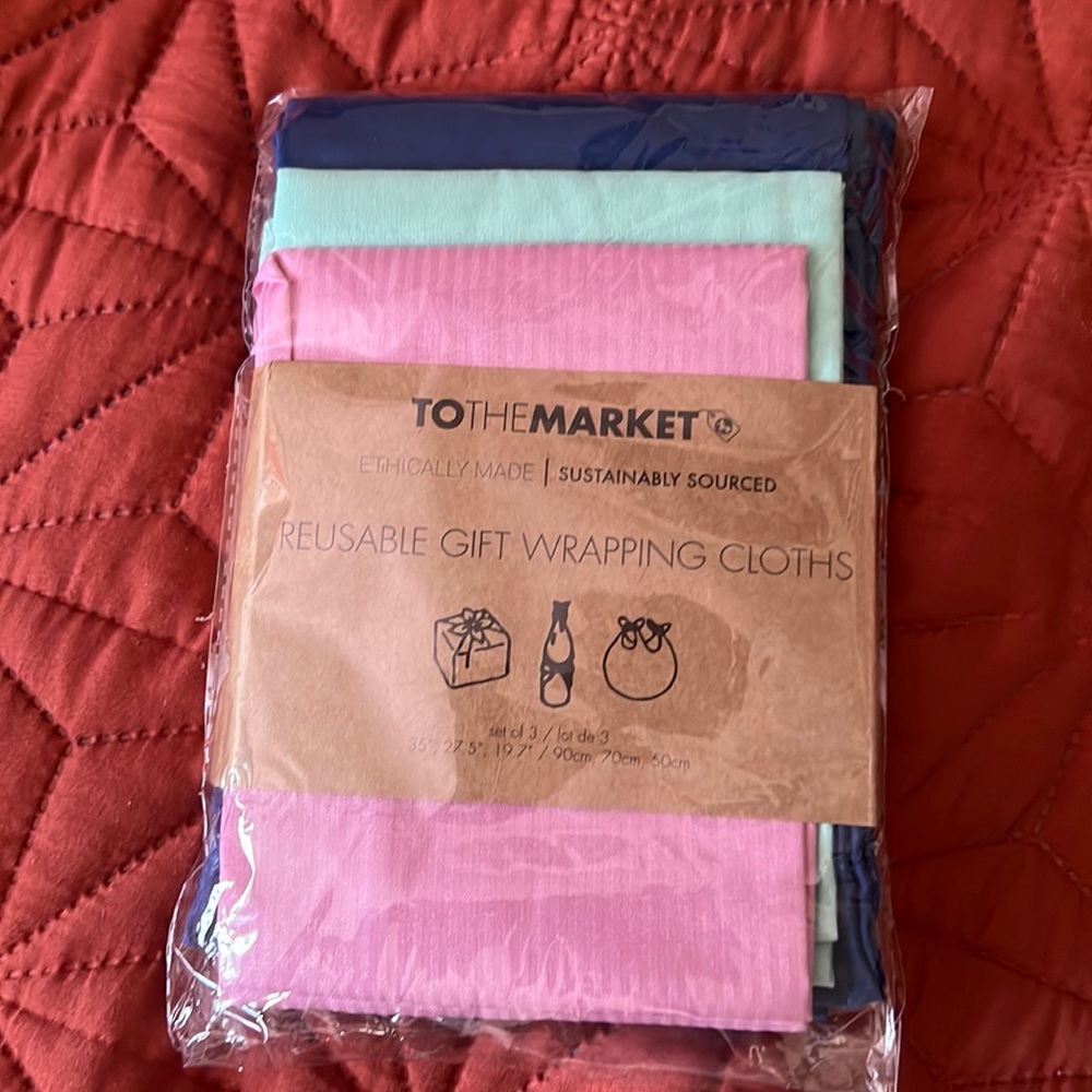 Three reusable gift wrapping